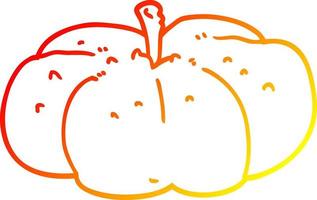 warm gradient line drawing cartoon pumpkin vector