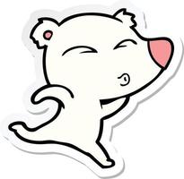 sticker of a cartoon whistling polar bear vector