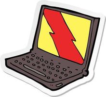 sticker of a cartoon laptop computer vector