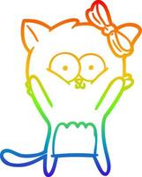 rainbow gradient line drawing cartoon cat vector