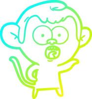 cold gradient line drawing cartoon shocked monkey vector