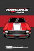 RED MUSCLE CAR ILLUSTRATION WITH A GRAY BACKGROUND vector