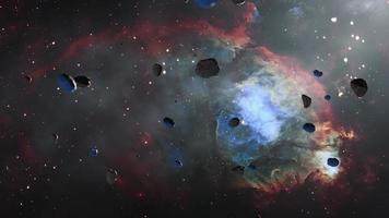 exploración de la escena de la roca espacial en la nebulosa cabeza de pez video