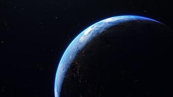aarde realistisch met animatie van gloeiende sterdeeltjes video