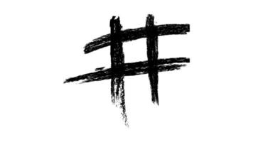 Grunge Hashtag Wiggle Effect. Black Icon on White background. Clipping mask black and white alpha channel. Social Media Video overlay effect.