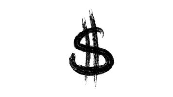 Dollarzeichen Wackeleffekt. schwarzes Symbol für USD auf weißem Hintergrund. Bargeld und Geld-Symbol im Doodle-Stil. video