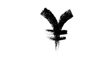 effet de mouvement du signe de la devise du yen japonais. icône noire pour usd sur fond blanc. icône de trésorerie et d'argent dans le style doodle. video