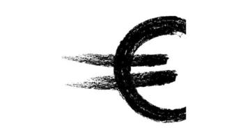 efecto de movimiento del signo de la moneda del euro. icono negro para usd sobre fondo blanco. icono de efectivo y dinero en estilo de fideos. video