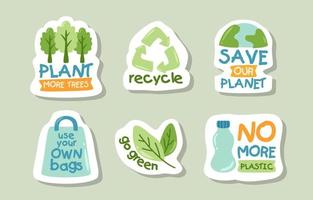 Green Technology Hand Drawn Doodle Sticker Collection vector