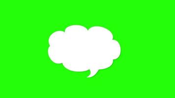 ícone dos desenhos animados de bate-papo de animação na tela verde. coloque suas palavras dentro da forma video