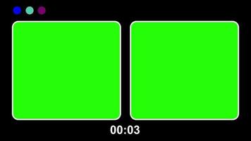 plantilla de interfaz de zoom de animación en pantalla verde. videoconferencia, videollamada. estructura alámbrica en blanco. interfaz de reunión video