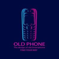 Old Phone Mobile Cell Smartphone Logo Line Pop Art Potrait Colorful Design with Dark Background vector