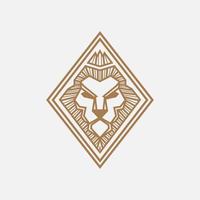 Lion head minimalist logo. Simple animal vector design.