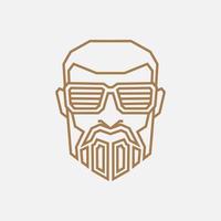 Undercut pompadour man logo line pop art potrait colorful design with dark background. Abstract vector illustration.