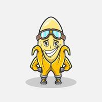 Cute worker banana character illustration. Simple cartoon vector design. Isolated with soft background.