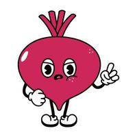 Cute angry sad beet character. Vector hand drawn traditional cartoon vintage, retro, kawaii character illustration icon. Isolated on white background. Angry beet character concept