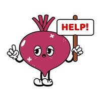 Sad suffering sick cute beet asks for help character. Vector flat cartoon illustration icon design. Isolated on white backgound. Suffering unhealthy beet character concept