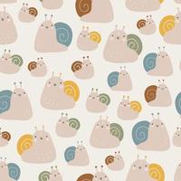Seamless childish pattern with colorful snails. Creative childish urban texture for fabric, wrapping, textile, wallpaper, clothing. Vector illustration.