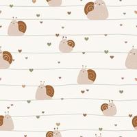 Seamless childish pattern with snails and hearts. Creative childish urban texture for fabric, wrapping, textile, wallpaper, clothing. Vector illustration.