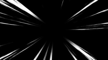 animación de fondo de línea de velocidad de anime en negro. líneas radiales de velocidad de luz cómica en movimiento. líneas de velocidad para superposición de acción de flash video