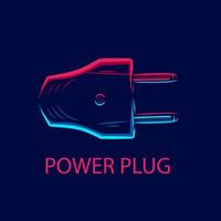 Electrical Power Plug Line Pop Art Potrait Logo Colorful Design with Dark Background vector