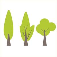 conjunto de árboles planos. plano bosque árbol naturaleza planta aislado eco follaje vector