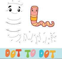 Dot to dot puzzle. Connect dots game. worm vector illustration