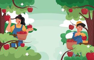 Apple Picking Background Concept vector