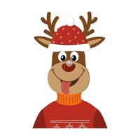 Reindeer Christmas character, vector illustration isolated on white background