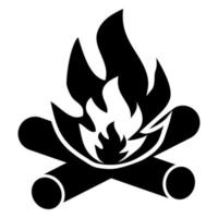 caricatura vectorial en blanco y negro ilustración de un fuego ardiente con leña. icono de leña y hoguera aislado en blanco, vector