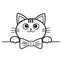 Coloring The Outline of a cartoon cute little cat. Pet, doodle vector