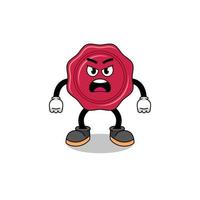 sealing wax cartoon illustration with angry expression vector