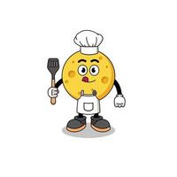 Mascot Illustration of round cheese chef vector