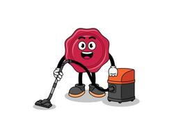 Character mascot of sealing wax holding vacuum cleaner vector