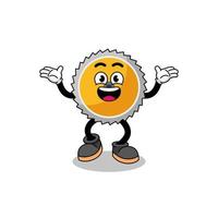 saw blade cartoon searching with happy gesture vector