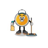 Character mascot of saw blade as a cleaning services vector