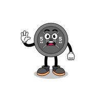 barbell plate cartoon illustration doing stop hand vector