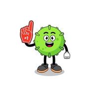 Cartoon mascot of virus number 1 fans vector