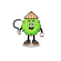 Illustration of virus as an asian farmer vector