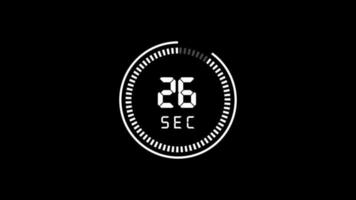 30 second animation from 30 to 0 seconds. Modern flat design with animation on dark background. 4K. video