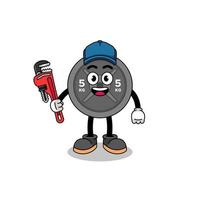 barbell plate illustration cartoon as a plumber vector