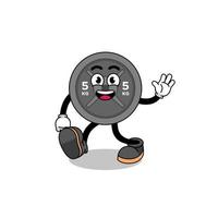 barbell plate cartoon walking vector