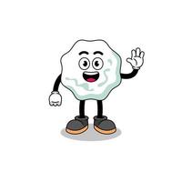 chewing gum cartoon doing wave hand gesture vector