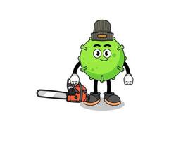 virus illustration cartoon as a lumberjack vector