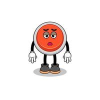 emergency button cartoon with fatigue gesture vector