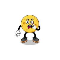 Character Illustration of round cheese with tongue sticking out vector