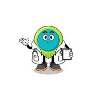 Cartoon mascot of location symbol doctor vector