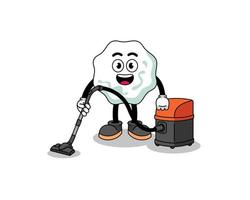 Character mascot of chewing gum holding vacuum cleaner vector