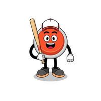 caricatura de la mascota del botón de emergencia como jugador de béisbol vector