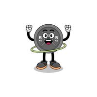 Character Illustration of barbell plate playing hula hoop vector